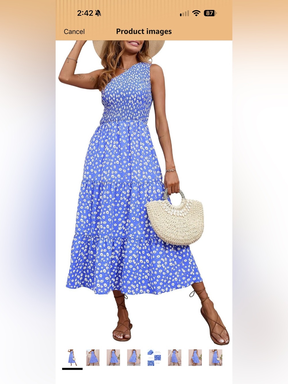 Blue One-Shoulder Floral Maxi Dress